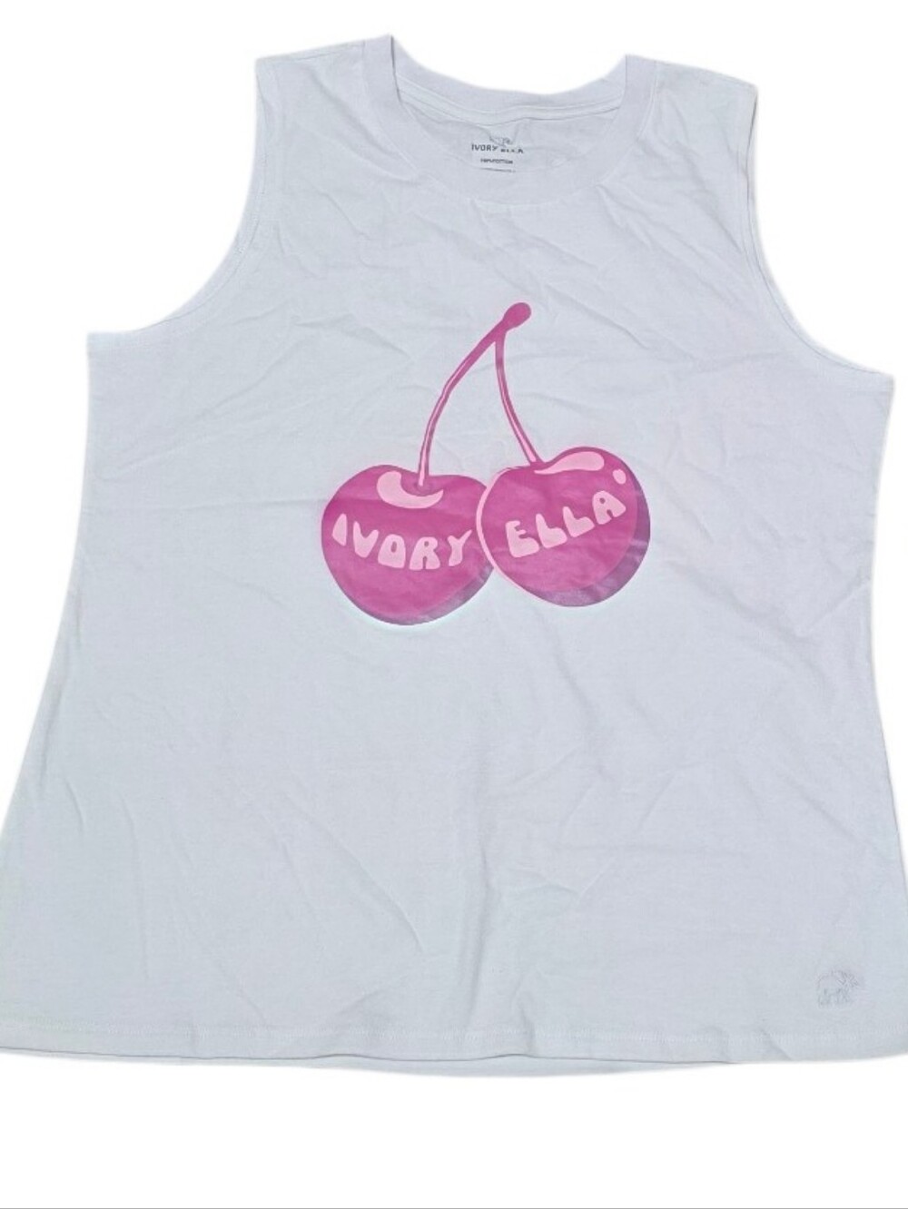 NWT Ivory Ella 100% Cotton Graphic Cherry Sleeveless Tank Top